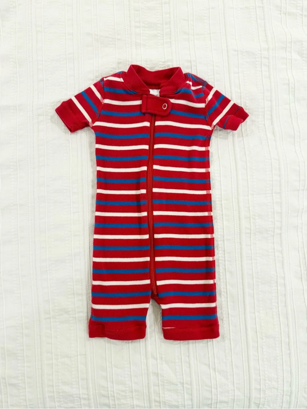 Hanna Andersson 100% Organic Cotton Zip Shortie Sleeper Red Blue 3–6M